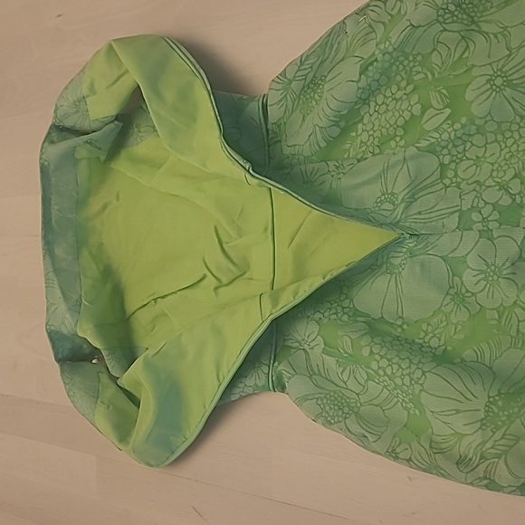 LIKE NEW VTG 1960s Handmade Mod Bright Green Go-go Floral Print Mini Dress - Picture 11 of 17